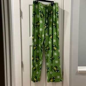 ELF mens size large pajama sleep pants green soft lounge wear EUC